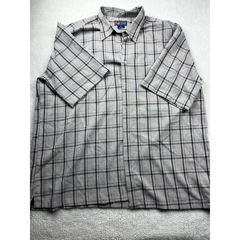 Indygo Smith Shirt Mens 3XT Collared Button Up Short Sleeve Casual Plaid Gray